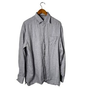 Canali Flax Linen Long Sleeve Button Down Shirt Men Size XL Gray Quiet Luxury